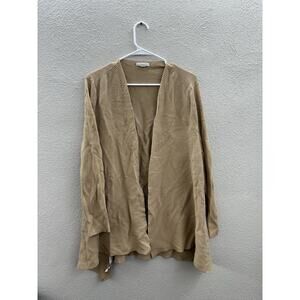 New York and Company Womens Cardigan Size XL Brown Long Sleeve Open Front Ribbed